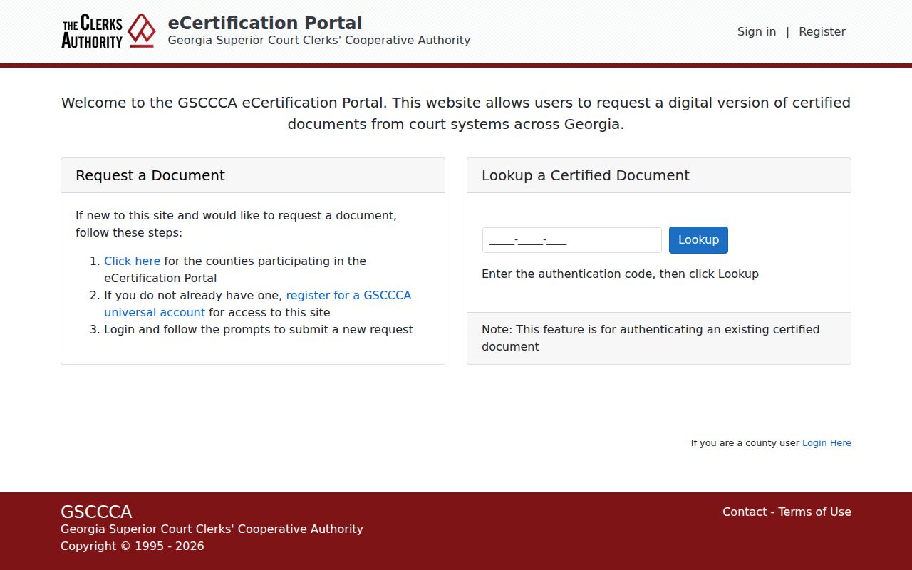 Berrien County case record eCertification interface