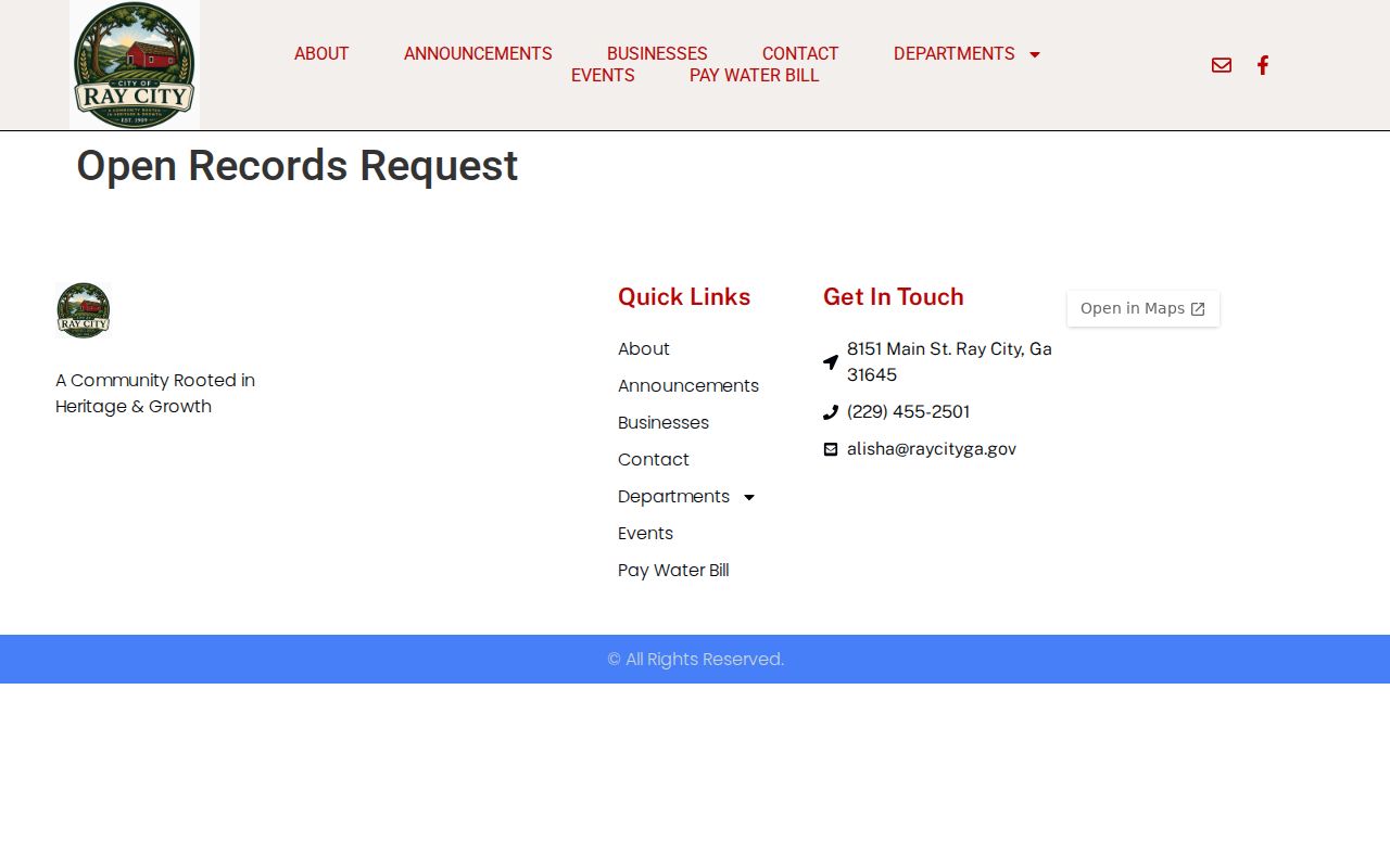 Ray City court docket open records request contact