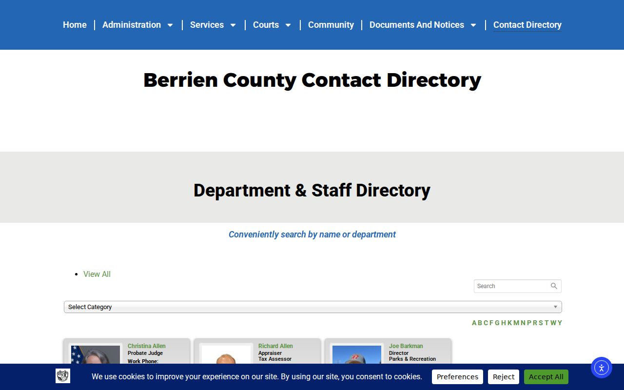 Berrien County court docket contact directory